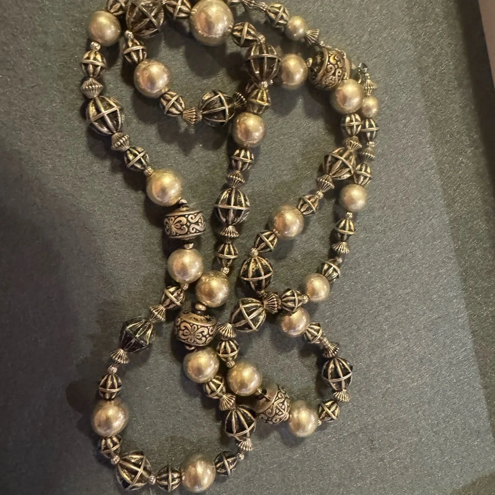 Bohemian Style Silver Tone Beaded Necklace